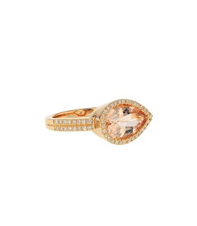Bague or, morganite et diamants