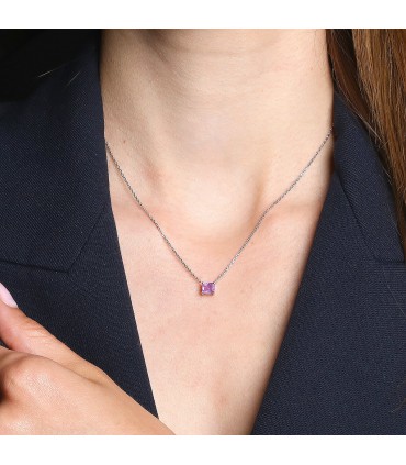 Pink sapphire and gold necklace