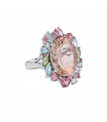 Morganite, gemstones and gold ring