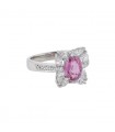 Bague platine, diamants et saphir rose