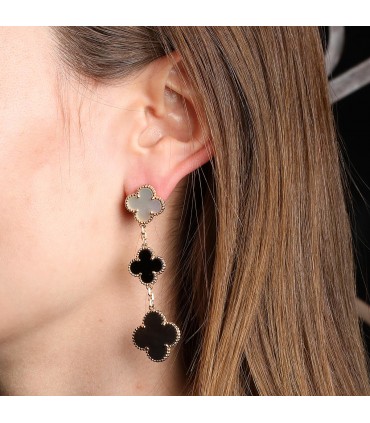 Van Cleef & Arpels Magic Alhambra mother of pearl, onyx and gold earrings