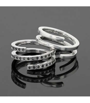 Dinh Van Spirale Duo black diamonds, silver and gold ring