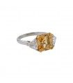 Bague or, platine, citrine et diamants