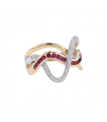 Bague or, diamants et rubis