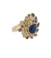 Diamonds, color sapphires and gold ring
