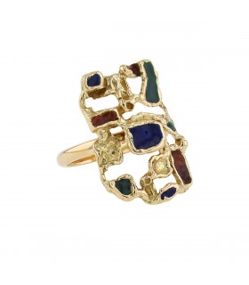 Enamel and gold ring