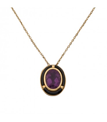 Amethyst, onyx and gold necklace