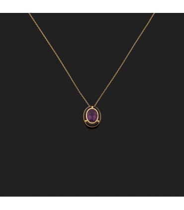 Amethyst, onyx and gold necklace