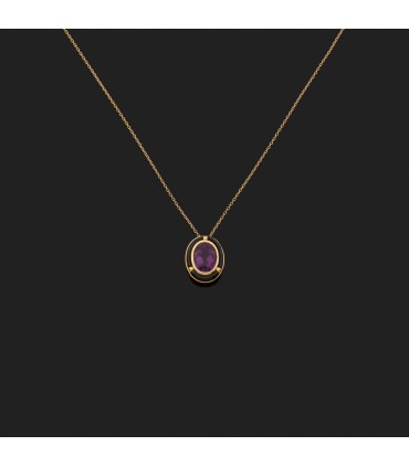 Chaîne pendentif or et améthyste