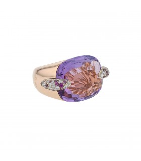 Pomellato Pin’Up diamonds, amethyst, purple sapphires and gold ring