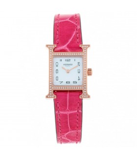 Hermès Heure H diamonds and gold watch