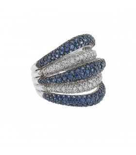 Bague or, saphirs et diamants