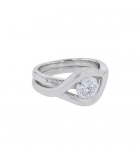 Bague solitaire or et diamant - Diamant 1,02 ct D VVS2