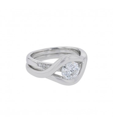 Bague solitaire or et diamant - Diamant 1,02 ct D VVS2