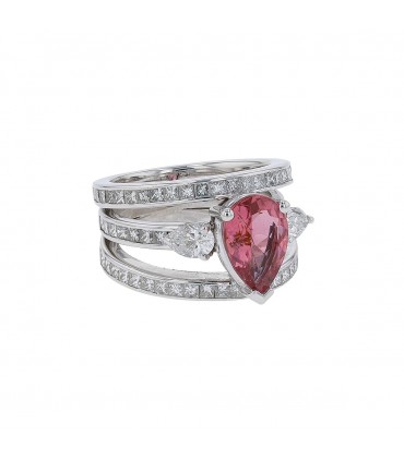 Bague or, diamants et tourmaline