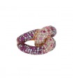 Bague or, saphirs roses et diamants