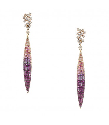 Diamonds and pink sapphires earrings