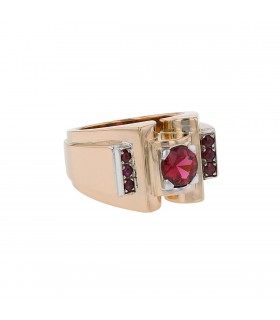 Rubies, tourmaline and 18k gold ring