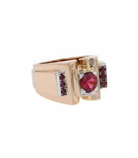 Rubies, tourmaline and gold ring