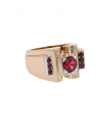 Rubies, tourmaline and 18k gold ring
