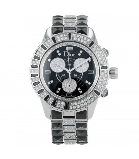 Dior Christal stainless steel and diamonds watch
