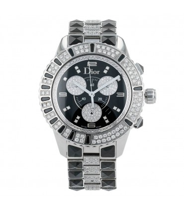 Dior Christal stainless steel and diamonds watch