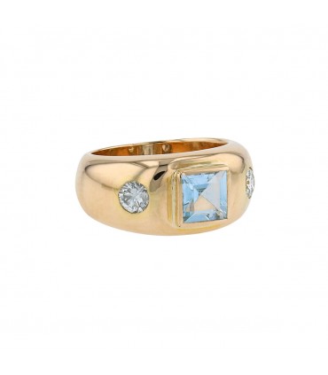 Bague or, topaze bleue et diamants