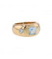 Bague or, topaze bleue et diamants