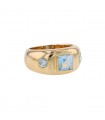 Diamonds, blue topaz and gold ring