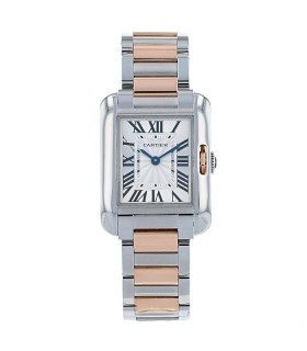 Cartier Tank Anglaise stainless steel and gold watch