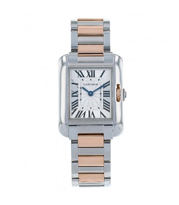 Cartier Tank Anglaise stainless steel and gold watch
