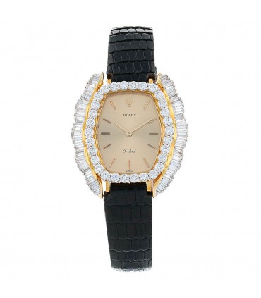 Rolex Orchid diamonds and gold watch