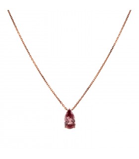 Collier or et tourmaline Rose