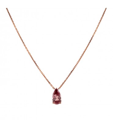 Collier or et tourmaline Rose