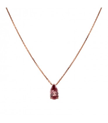 Pink tourmaline and gold necklace