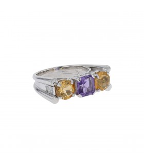 Amethyst, citrines and platinum ring