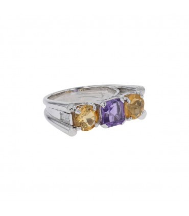 Amethyst, citrines and platinum ring