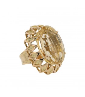 Citrine and gold ring