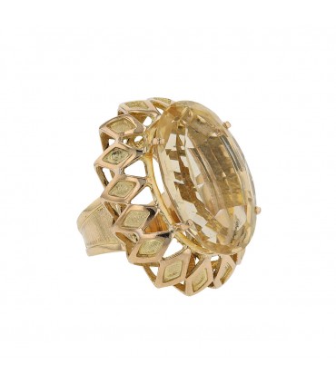 Citrine and gold ring