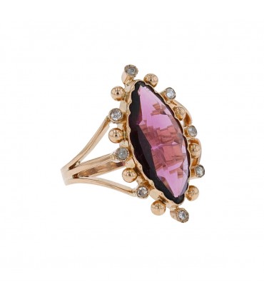 Diamonds, amethyst and gold ring