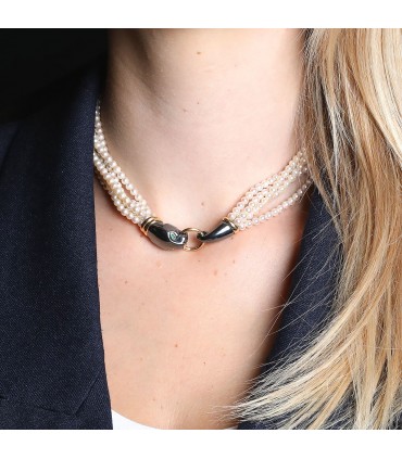 Cartier Panthère cultured pearls, gold and silver necklace