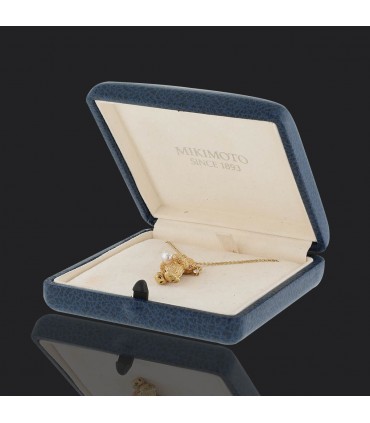 Mikimoto Teddy Bear diamond, cultured pearl and gold necklace