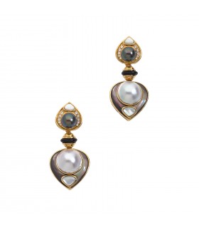 Marina B cultured pearls, diamonds and gold earrings