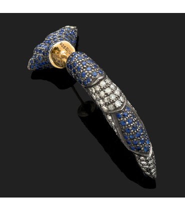 Djula diamonds, sapphires and 18k gold earrings