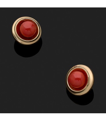 Coral and gold earrings