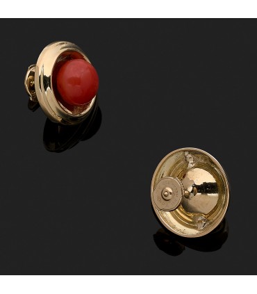 Coral and gold earrings