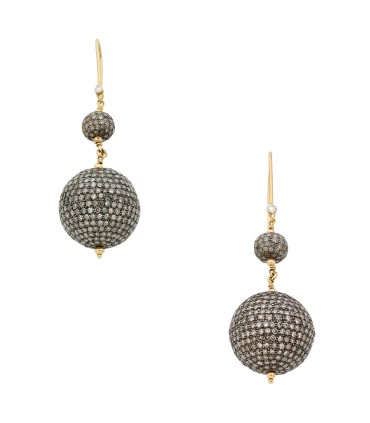 Diamonds, gold and silver earrings