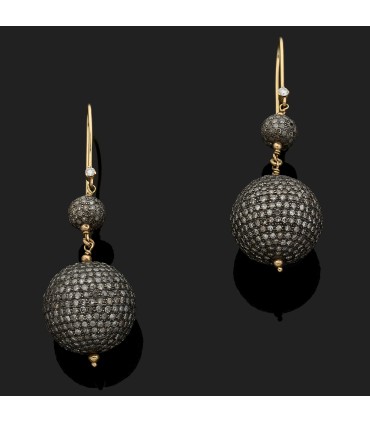 Diamonds, gold and silver earrings