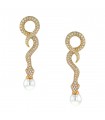 Diamonds, cultured pearls and gold earrings