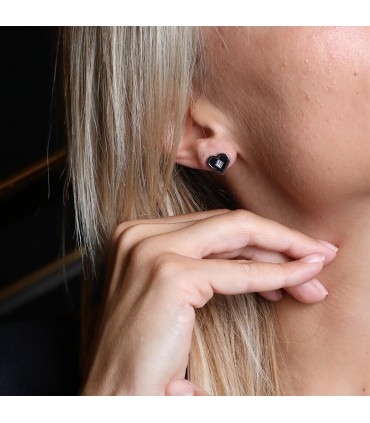 Boucles d’oreilles coeur, or, diamants et saphirs